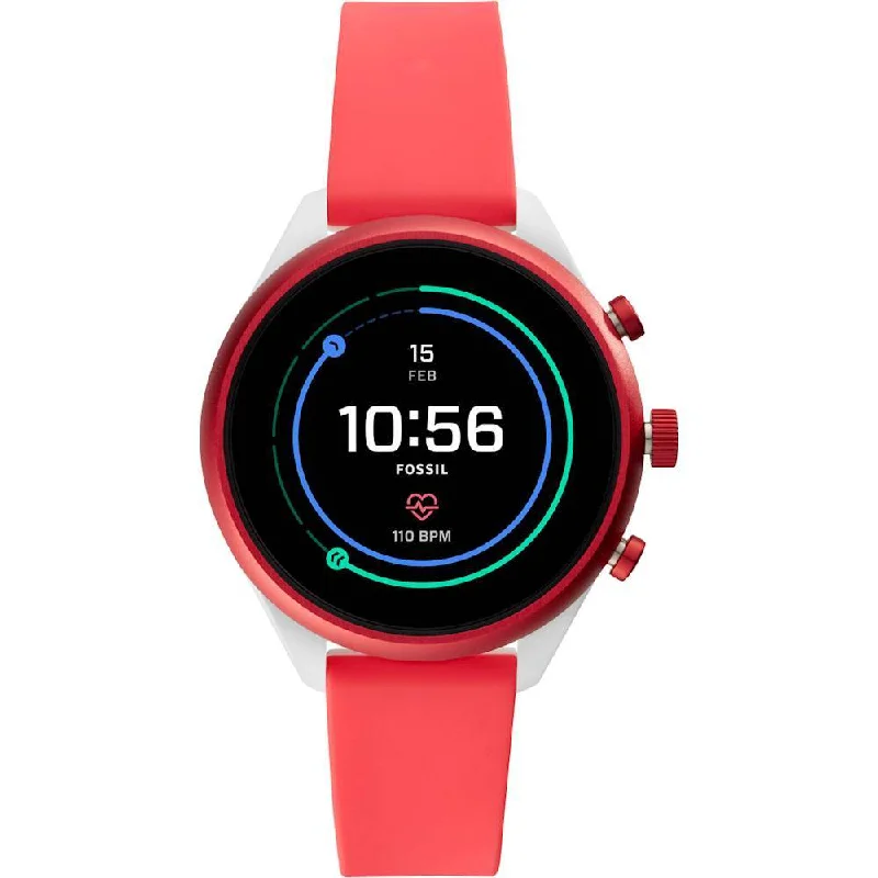 Unisex Wedding Style Watches-Fossil FTW6027 Pink Gen 4 Sport Smartwatch