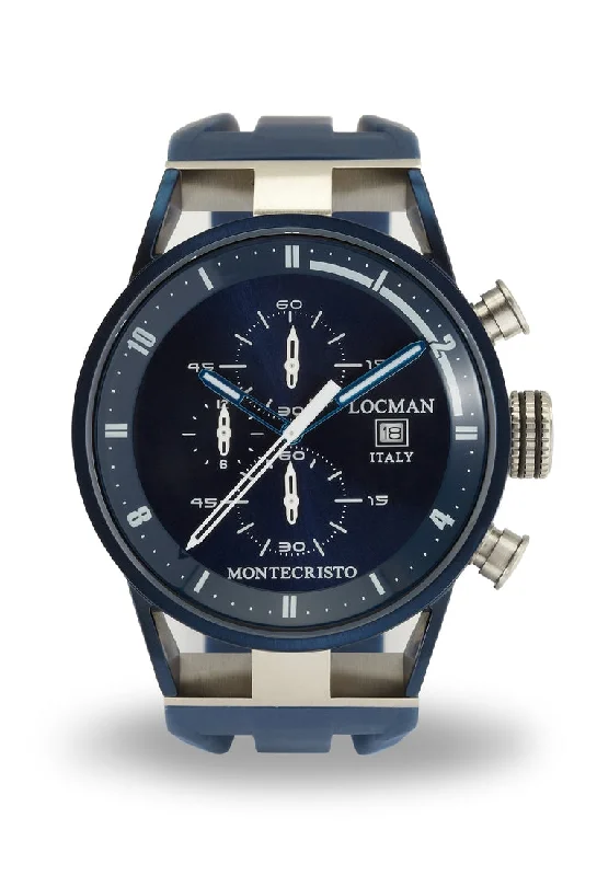 Men's Personalized Style Sports Watches-Locman Montecristo Chrono Blu PVD blu silicone 0510BLBLFWH0SIB