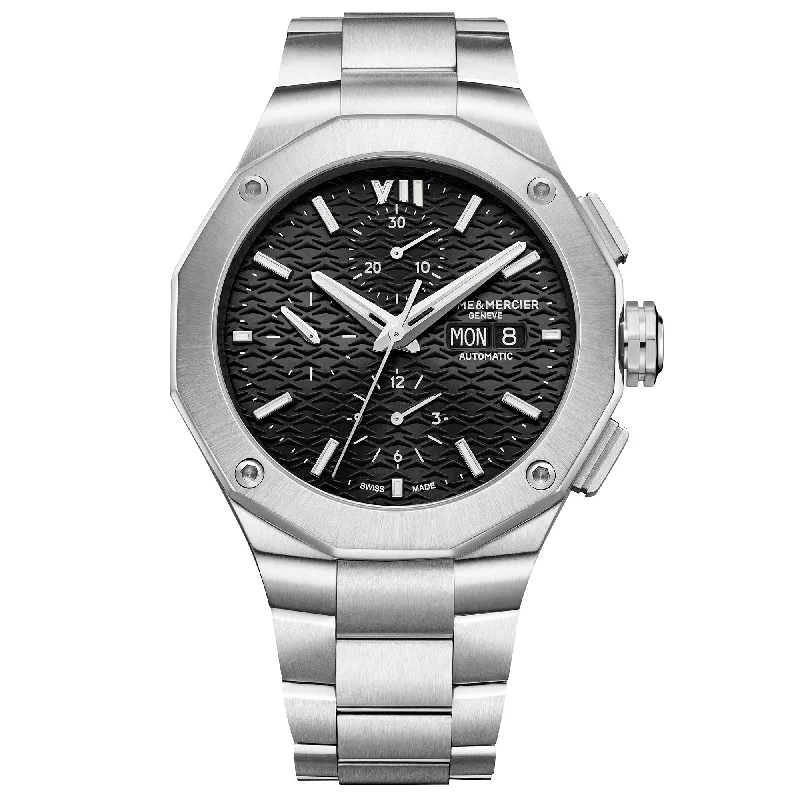Men's Oval Case Design Dress Watches-Baume & Mercier Men's Riviera Black Watch BM0A10624