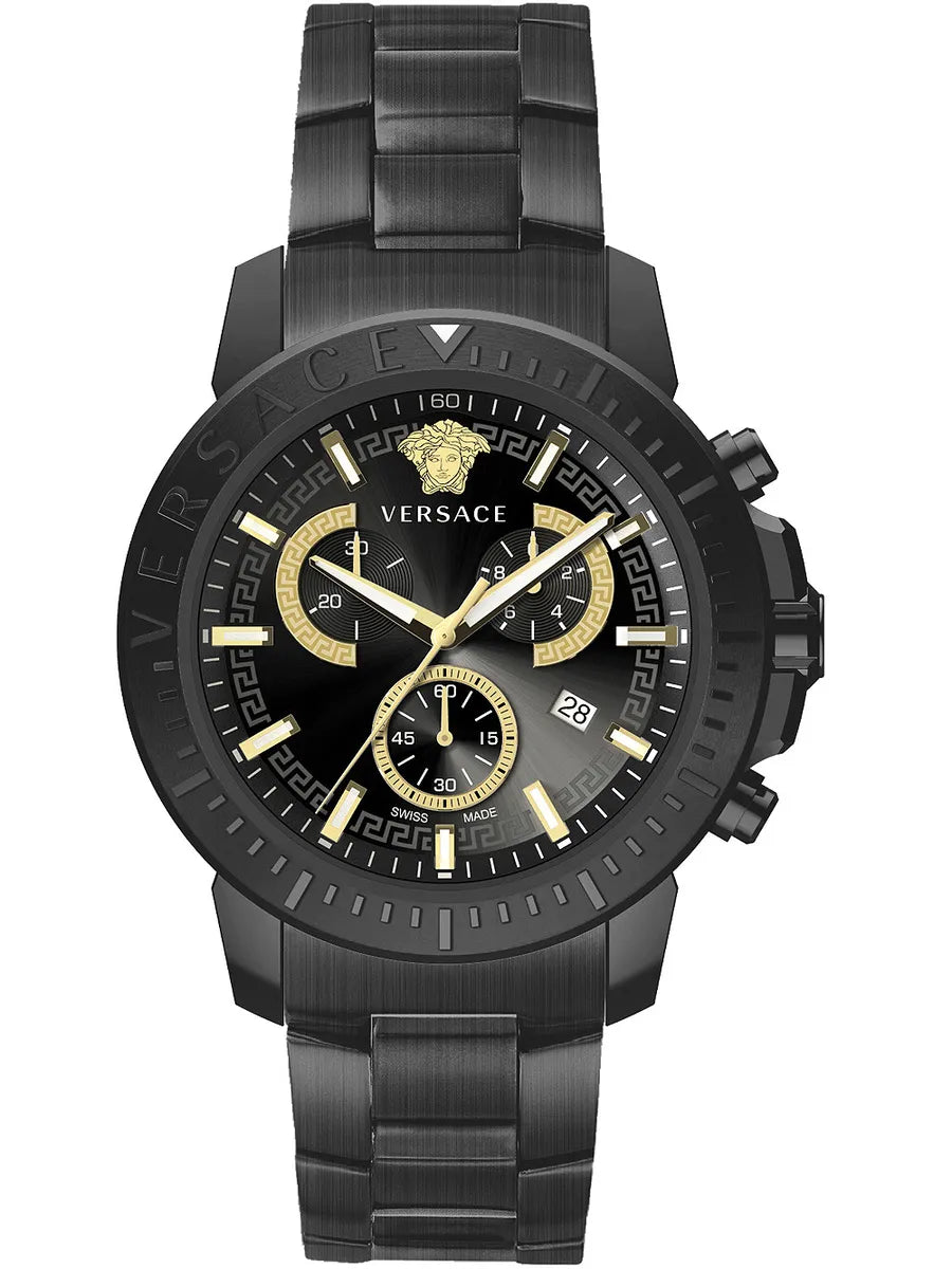 Men's Swiss Christmas Gift Edition-Versace Men's Watch New Chrono 45mm Black Bracelet VE2E00621