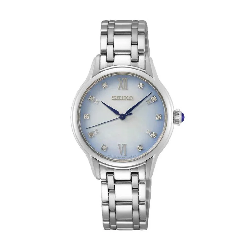 Men's Classic Watch Store-Seiko Classic 140th Anniversary Pale Blue Ladies Watch SRZ539P1