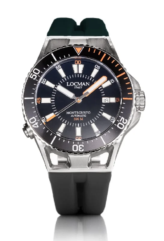 Men's French Made Sports Watches-Locman Montecristo 500mt nero e arancio silicone 0547A01A-00BKORSK0