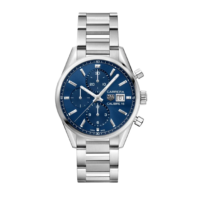 Men's Swiss Watch Analog Edition-Tag Heuer Carrera Men's Blue Chronograph Watch CBK2112.BA0715