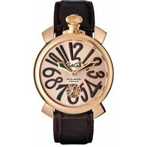 Men's Pin Buckle Field Watches-Gaga Milano Men's Black Manuale Mechanical Watch 5011.11