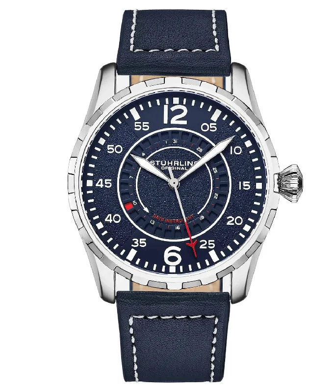 Blue Dial / Silver Case / Blue Leather Strap Silver Tang Buckle