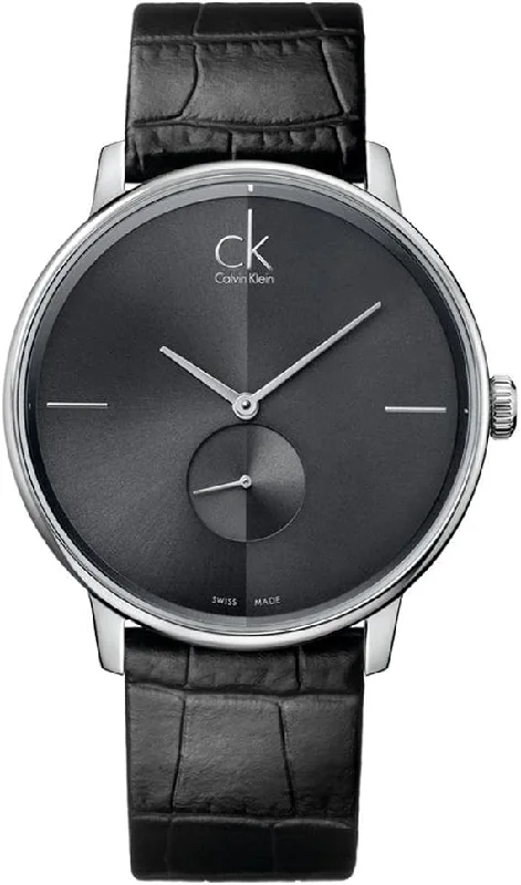 Men's Swiss Hand-Wound Edition-Calvin Klein Watch Accent Dress Watch Black Silver K2Y211C3