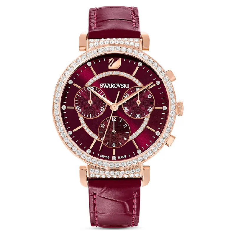 Men's Swiss Watch Engraved-Swarovski Watch Passage Chrono Red 5580345
