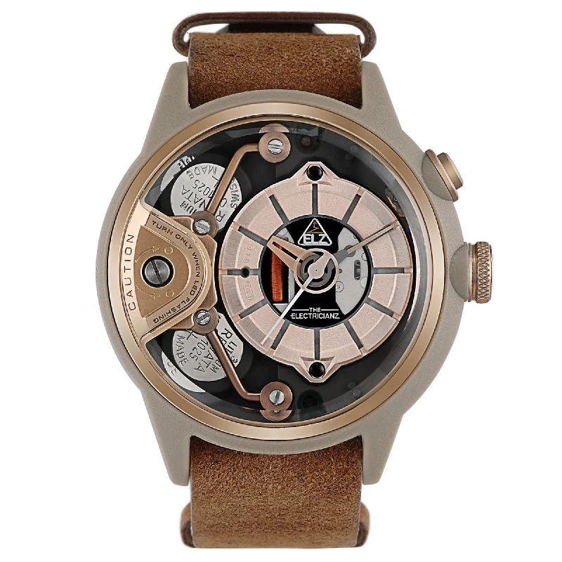 Men's Field Watches Oval Case Edition-Electricianz Brown Dezert Watch ZZ-A2C/01