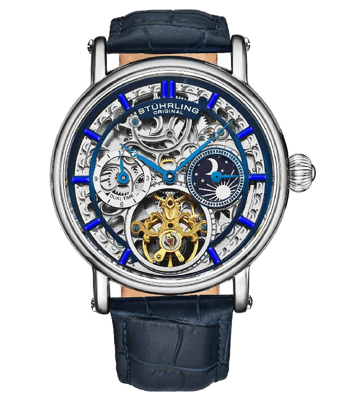 Men's Heritage Watch Repair-Macrocosm 4000 Automatic 43mm Skeleton with Dual Time