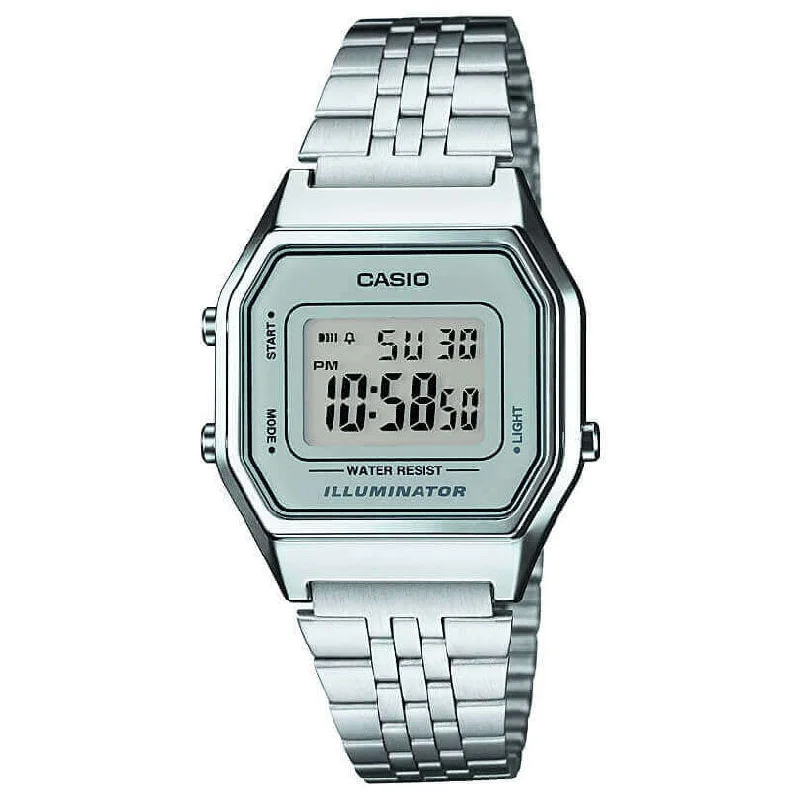 Unisex Italian Made Style Watches-Casio Vintage Unisex Silver Watch LA680WEA-7EF