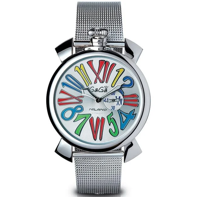 Men's Day-Date Field Watches-Gaga Milano Men's Silver Slim Multi Colour Watch 5080.1 Men's Day-Date Field Watches-Gaga Milano Men's Silver Slim Multi Colour Watch 5080.1