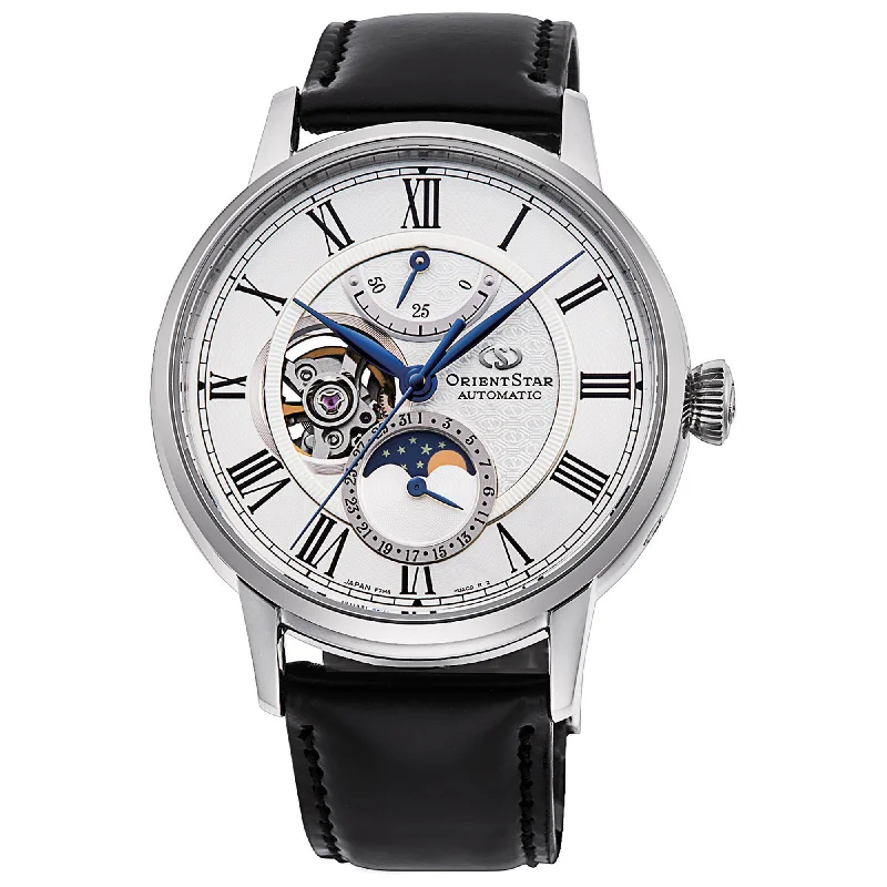 Men's Wedding Style Men's Watches-Orient Star Moon Phase Classic Men's Black Watch RE-AY0106S00B