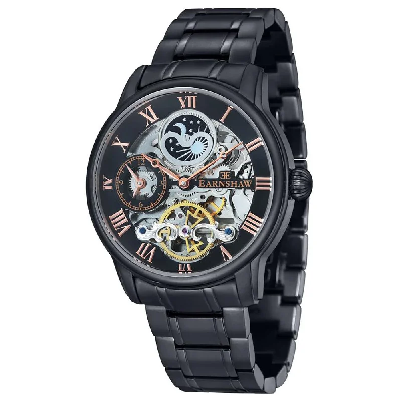 Men's Anniversary Style Dress Watches-Thomas Earnshaw Men's Tuxedo Black Longtitude Watch ES-8006-55