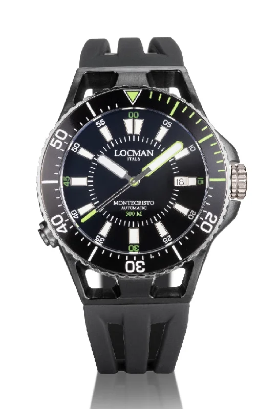 Men's American Made Sports Watches-Locman Montecristo 500mt IP nero ceramica 0547K01A-BKBKGRSKD