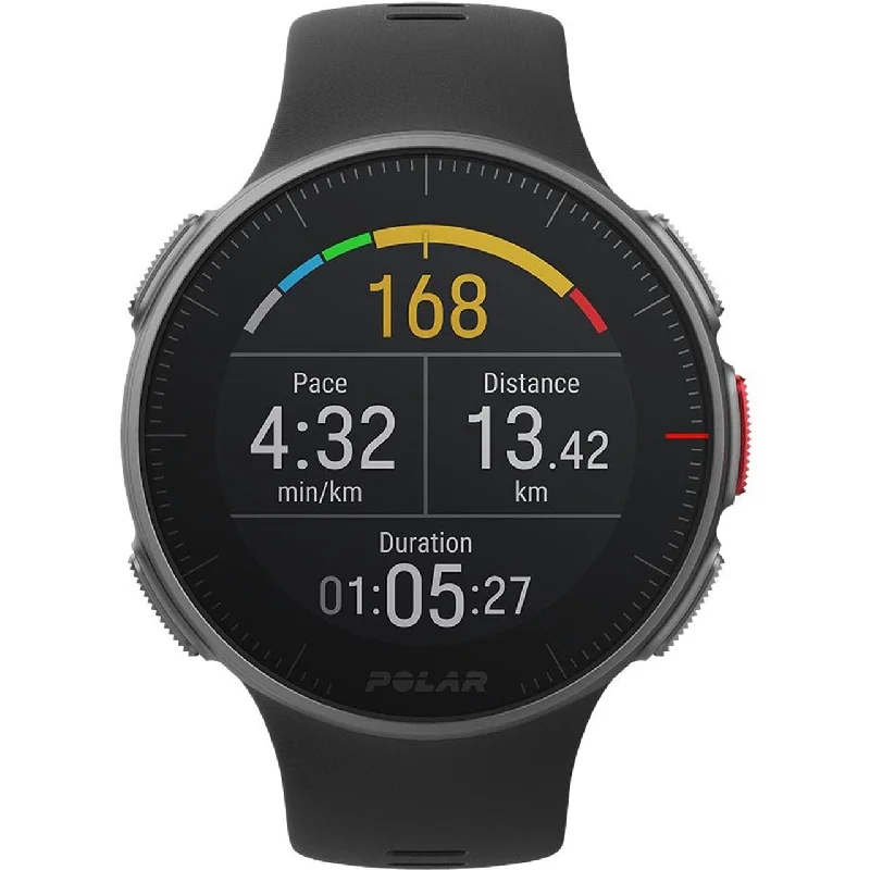 Unisex Personalized Style Watches-Polar 90069668 Vantage V Black Sport Smartwatch