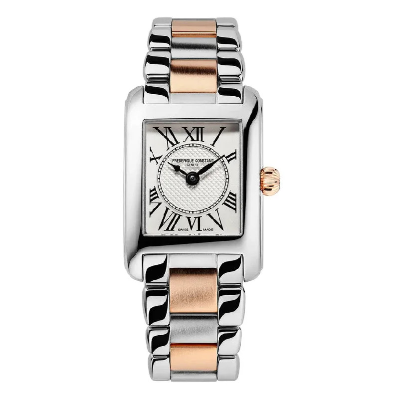 Men's Engraved Style Men's Watches-Frederique Constant Ladies Watch Classic Carree Silver Gold FC-200MC12B