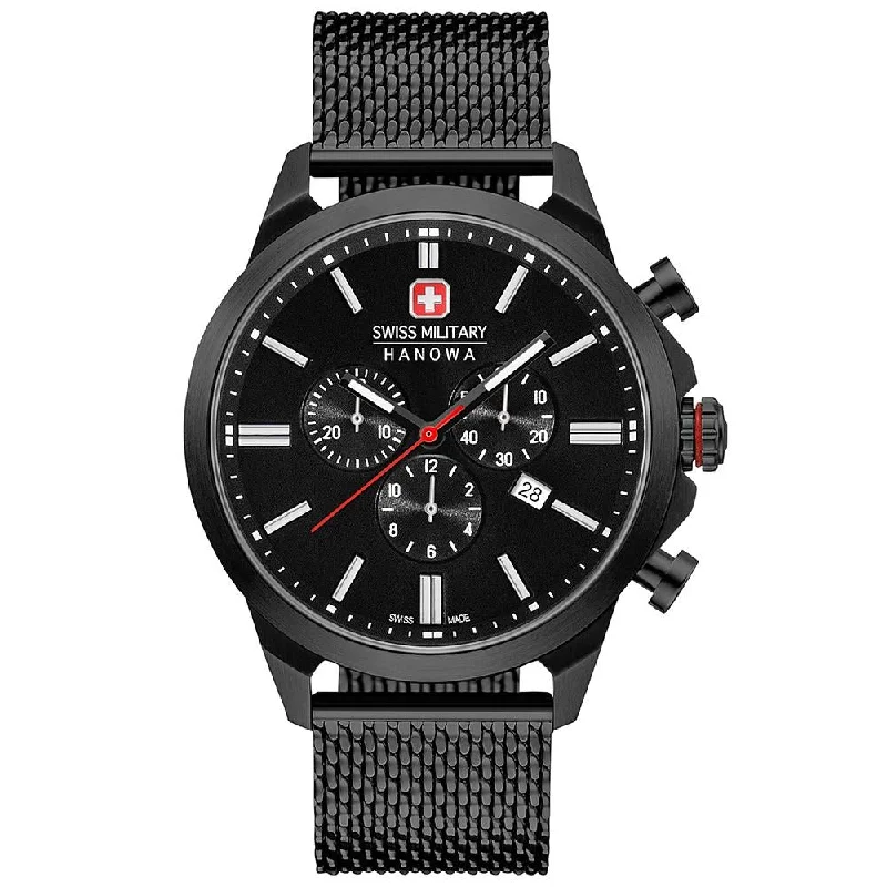 Men's Top Field Watches-Swiss Military Hanowa Chrono Classic II Black Watch 06-3332.13.007 Men's Top Field Watches-Swiss Military Hanowa Chrono Classic II Black Watch 06-3332.13.007
