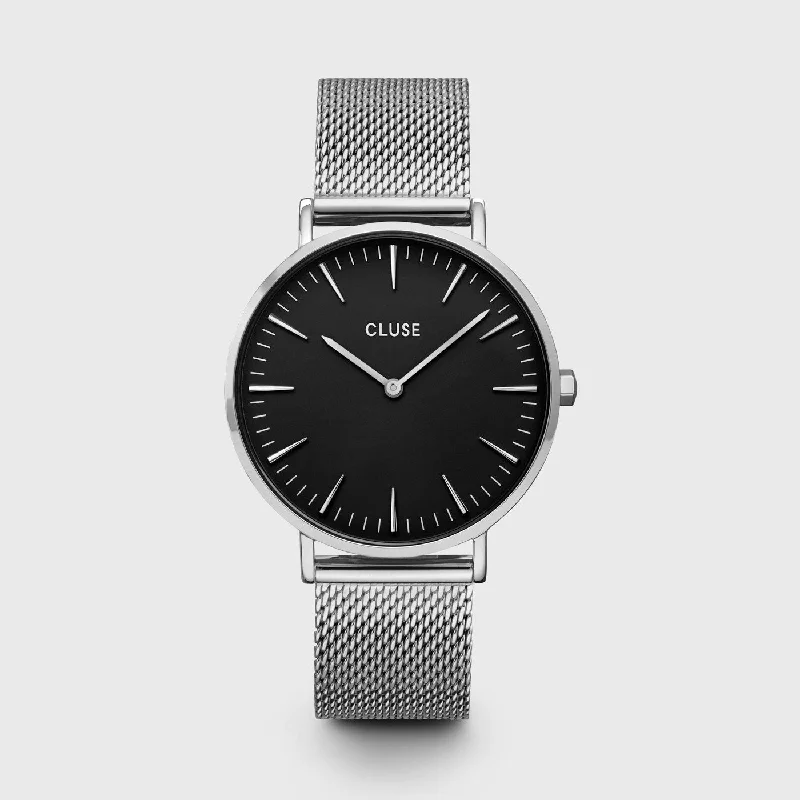 Women's Holiday Season Style Mechanical Watches-Boho Chic Watch Mesh, Black, Silver Colour
