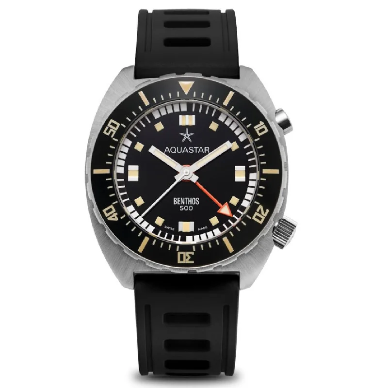 Men's Chronograph Watches with Leather Strap -Aquastar Benthos 500 II Founder's Edition Chronograph