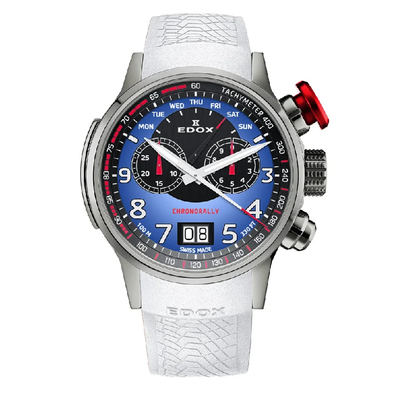 Men's Swiss Anniversary Edition-Edox Men's Watch Chronorally Limited Edition BMW Motorsport 38001-TINR-BUDN