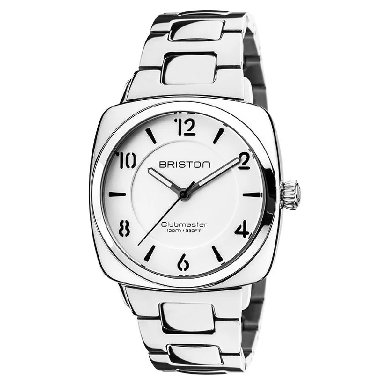 Field Watches for Men Online-Briston White Clubmaster Chic Watch 19536.S.L.2.SB