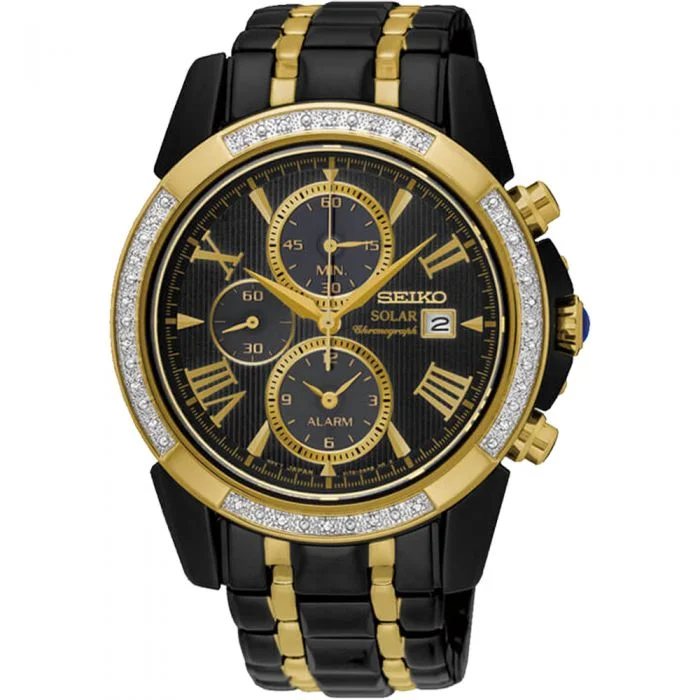 Men's New Year's Eve Style Digital Watches-Seiko SSC514P Le Grand Sport Diamond Set Solar