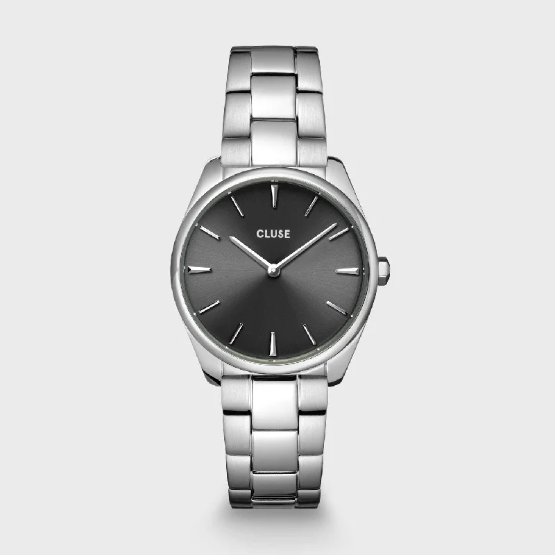 Women's Mechanical Watch Christmas Gift Edition-Féroce Petite Watch Steel, Dark Grey, Silver Colour