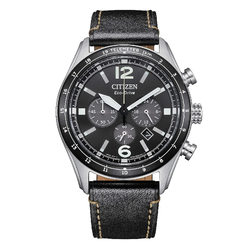 Men's Limited Edition Style Men's Sports Watches-Orologio Citizen Aviator cronografo cinturino in pelle CA4654-04E