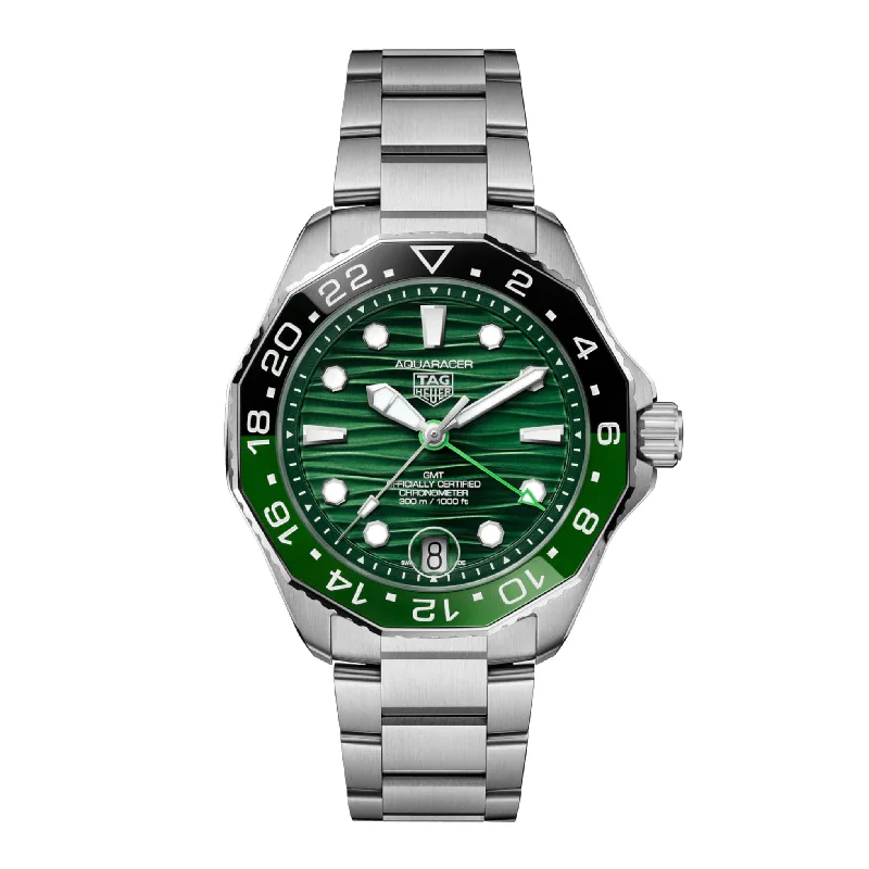 Men's Swiss Hand-Wound Edition-Tag Heuer Aquaracer Professional 300 GMT Men's Green Watch WBP5115.BA0013