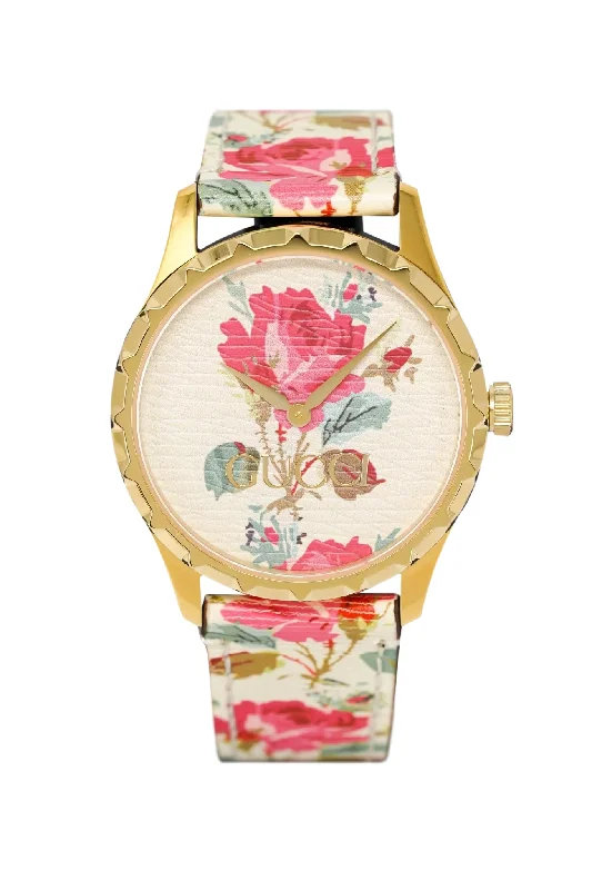 Men's Swiss Watches Sale-Gucci Watch G-Timeless Ladies 38mm Floral Cream YA1264084