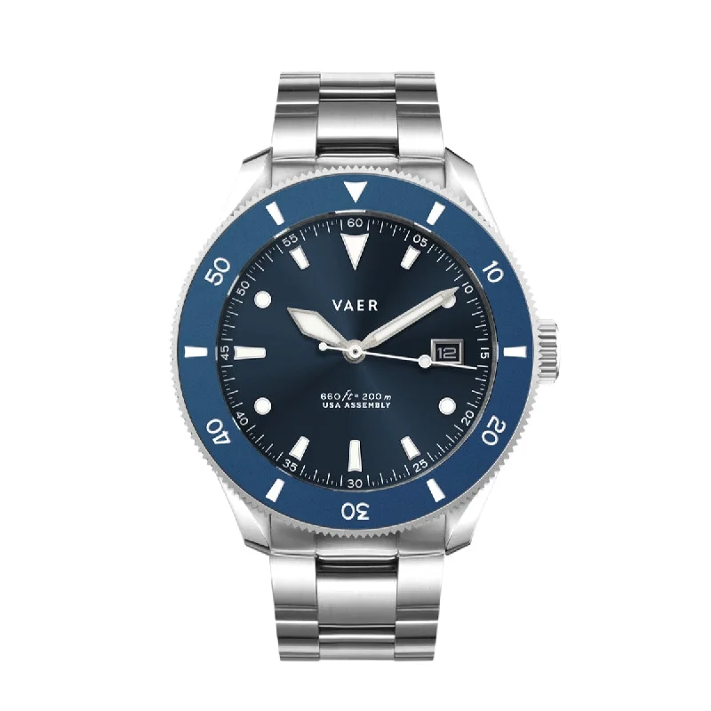 Men's Dive Watches with Advanced Depth Gauge -D4 Meridian Navy - Matte USA Solar 42mm