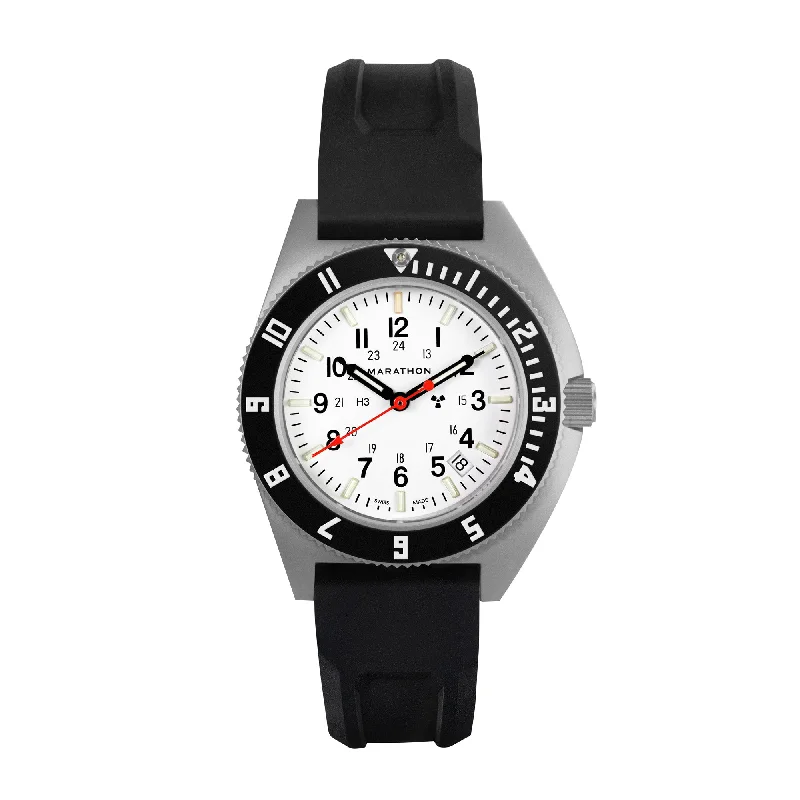 Men's Field Watches Unique Shape Edition-41mm Arctic Steel Navigator w/Date (SSNAV-D) on Black 3-Piece Rubber Strap Kit