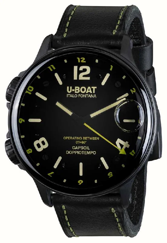 Men's Swiss Spring Edition-U-Boat Men's Watch Capsoil Doppiotempo 55mm Black Rehaut 9675