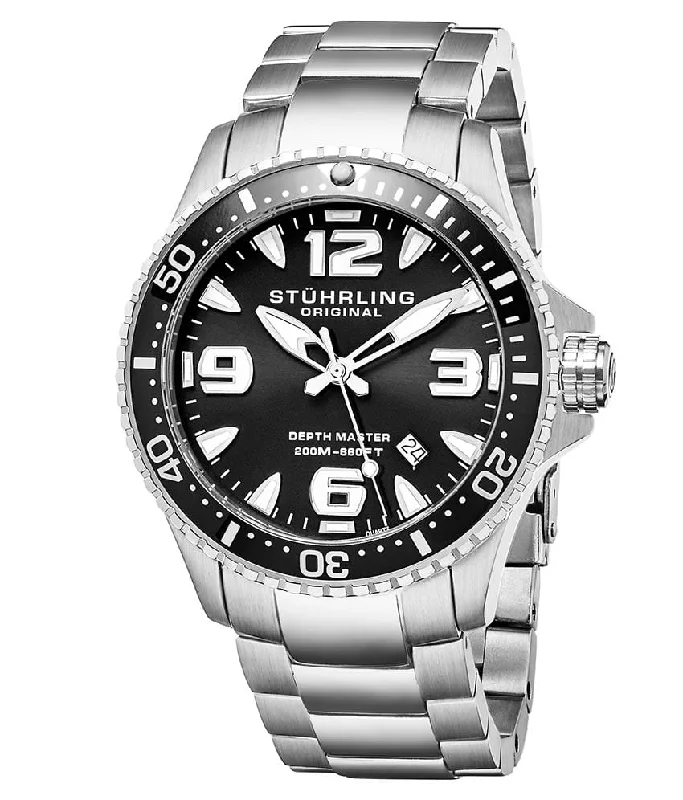 Black Dial / Silver Case / Silver Stainless Steel Bracelet Foldover Buckle