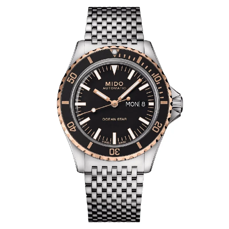 Men's Automatic Wind Design Sports Watches-Orologio Mido Ocean Star Tribute nero e acciaio bicolore