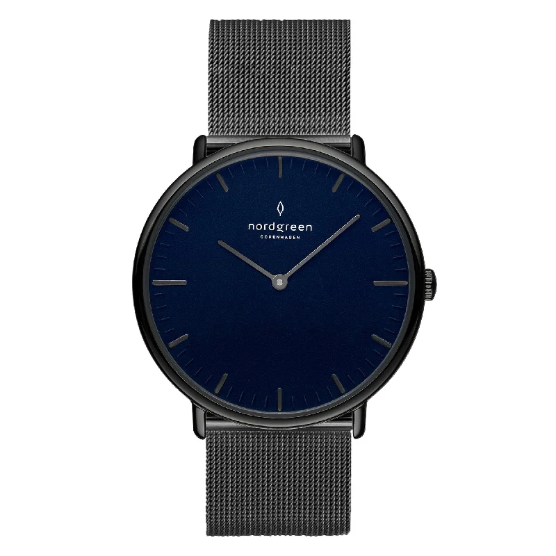 Men's Luxury Brand Dress Watches-Nordgreen Native Gun Metal Mesh 36mm Gun Metal Case Watch