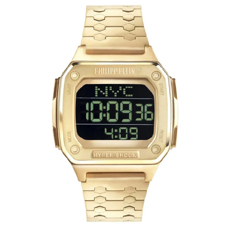 Unisex Oval Case Style Watches-Philipp Plein Watch Hyper Shock Gold PWHAA0621