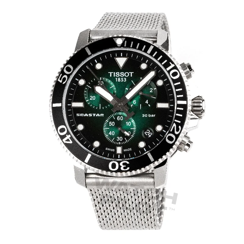 Men's Winter Style Dress Watches-Tissot Seastar 1000 Chronograph Men's Graded Green Watch T1204171109100