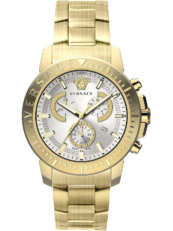 Men's Swiss Holiday Season Edition-Versace Men's Watch New Chrono 45mm Gold Bracelet VE2E00521