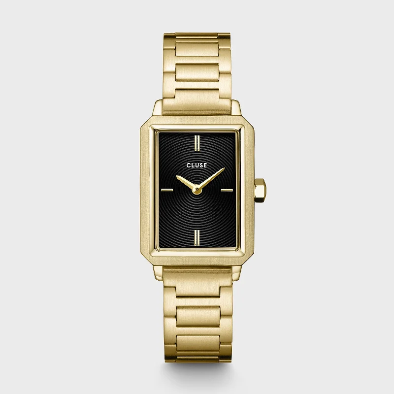 Women's Analog Design Mechanical Watches-Fluette Watch Steel, Circular Texture Black, Gold Colour Women's Analog Design Mechanical Watches-Fluette Watch Steel, Circular Texture Black, Gold Colour