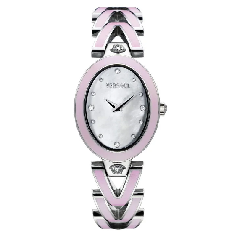 Men's Swiss Watch Gift Edition-Versace V-Glam Ladies' White Pink Diamonds Watch 60QE5SD498SE11