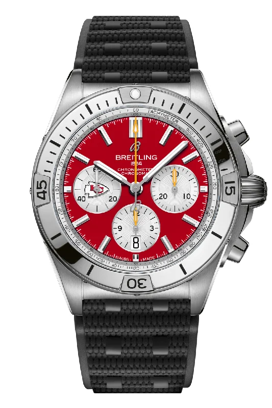 Men's Valentine's Day Style Dress Watches-Breitling Chronomat B01 42 Kansas City Chiefs NFL Edition AB01342B1K5S1
