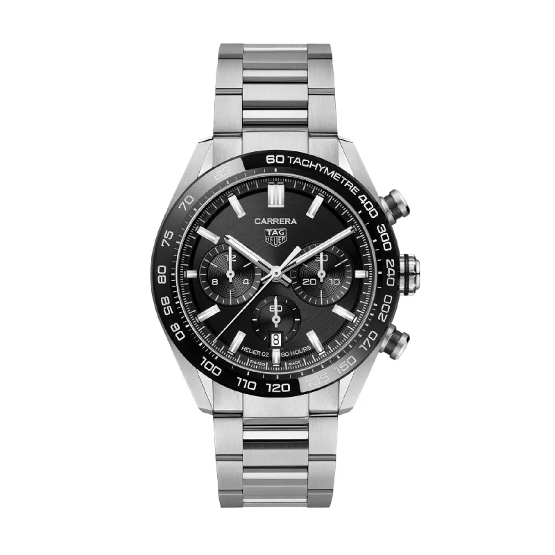 Men's Swiss Analog Edition-Tag Heuer Carrera Men's Black Chronograph Watch CBN2A1B.BA0643