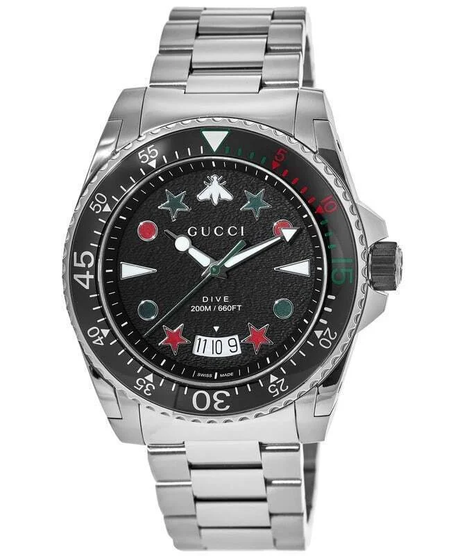 Men's Swiss Watch Movements-Gucci Watch Dive 40mm Black YA136221