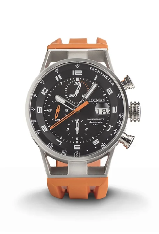 Men's Elegant Style Sports Watches-Locman Montecristo Chrono automatico silicone arancio 0516A01S-00BKORSO