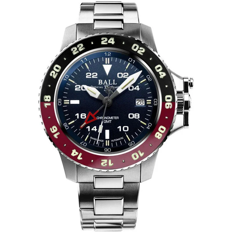 Men's Swiss Seasonal Edition-Ball Men's Watch AeroGMT II Black Red DG2118C-S3C-BE