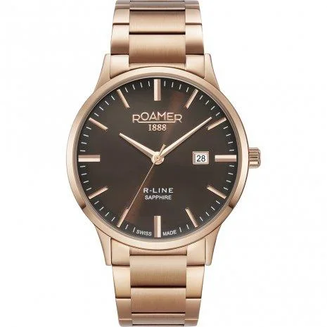 Men's Engagement Design Men's Watches-Roamer Men's Rose Gold R-Line Classic Watch 718833 49 65 70