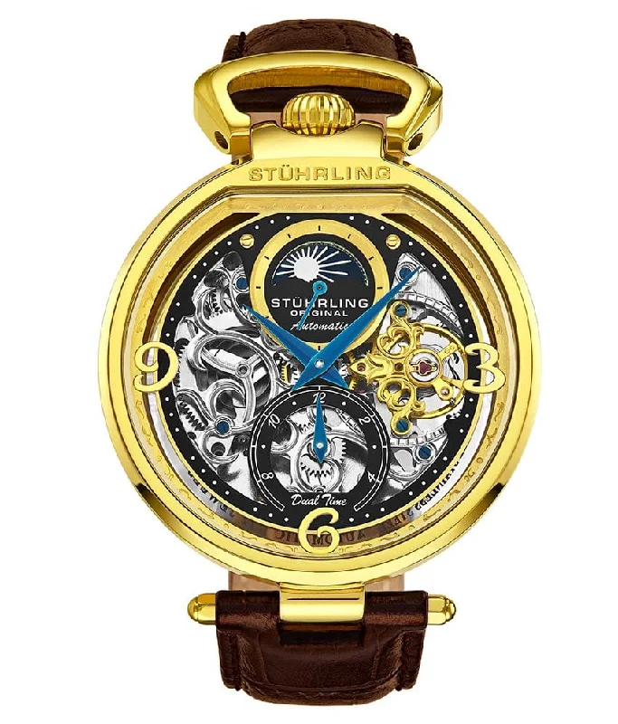 Black Dial / Gold Case / Brown Leather Strap Gold Layered Deployant Buckle