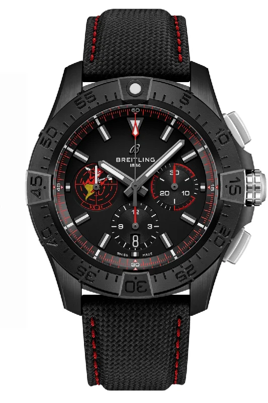 Men's Digital Dress Watches-Breitling Avenger B01 Chronograph 44 Night Mission USN Dust Devils SB01473A1B1X1