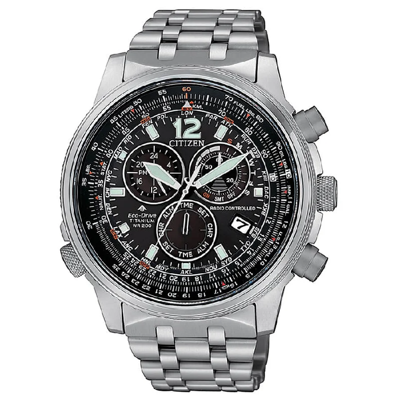 Men's High Sensitivity Radio Watches-Orologio Citizen CB5850-80E Pilot Crono radiocontrollato